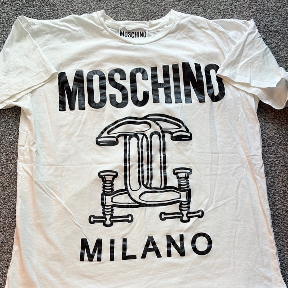 Moschino White T-Shirt with Black Milano Graphic